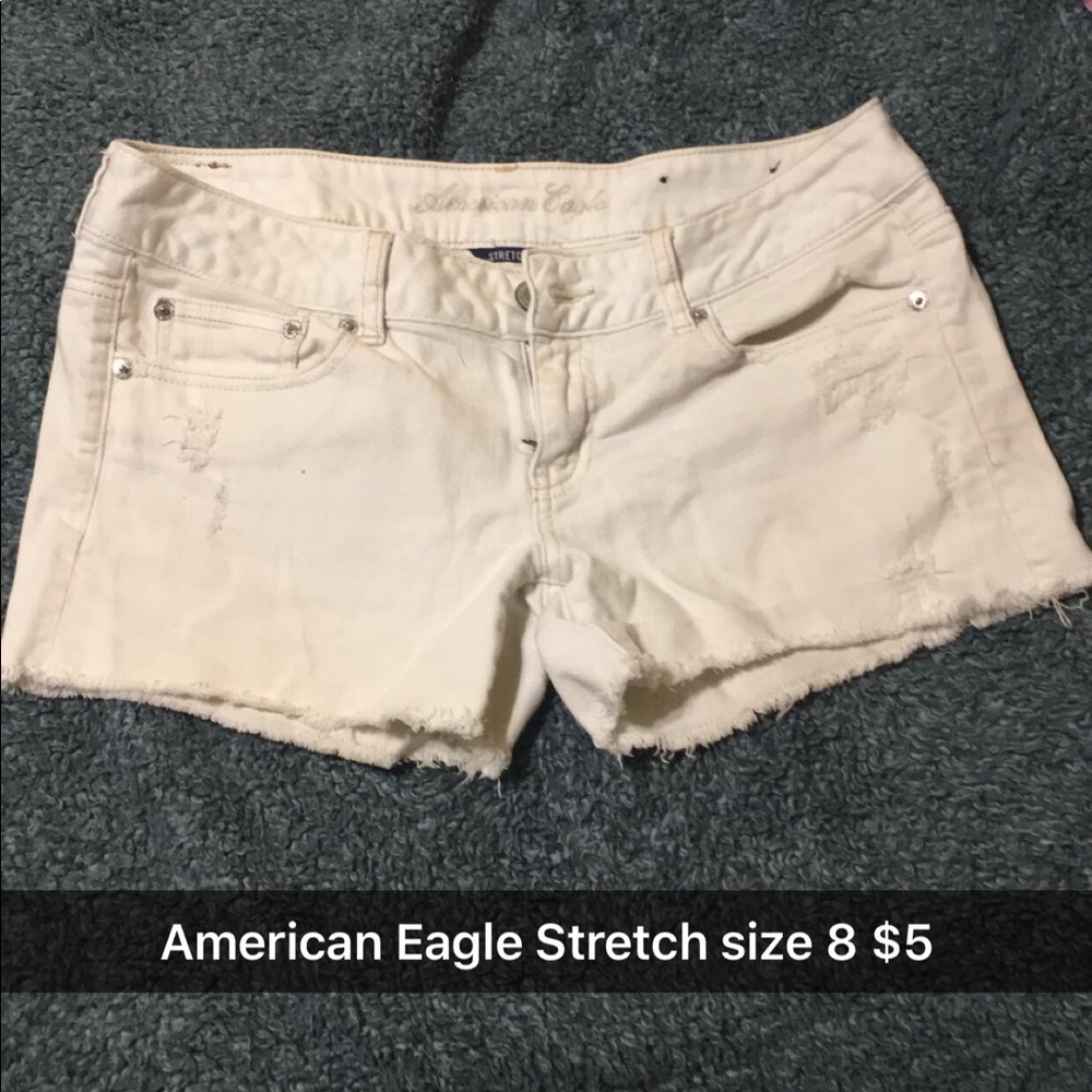 White blue jean shorts